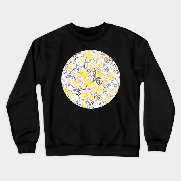 Sunny Yellow Crayon Striped Summer Floral Crewneck Sweatshirt by micklyn